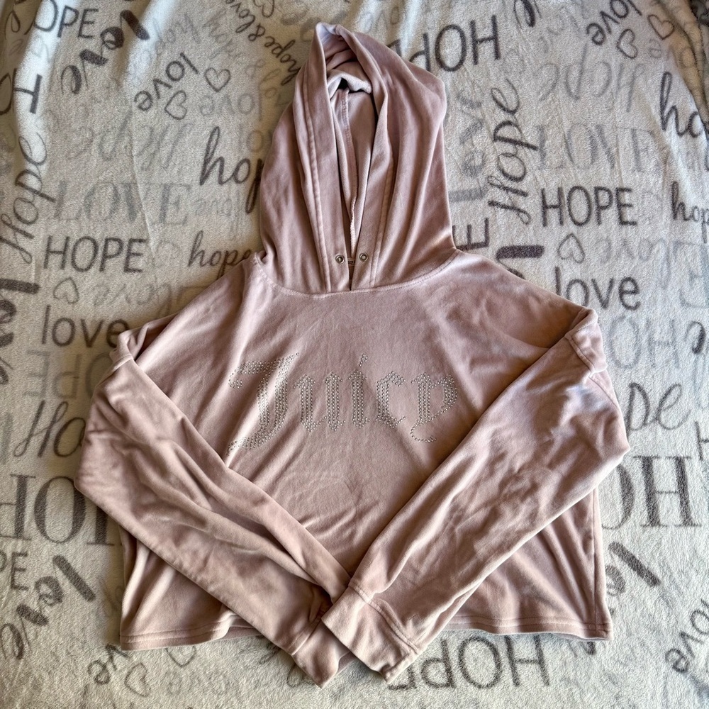Juicy Couture | women's medium sleepwear cropped Blush Pink Hoodie y2k